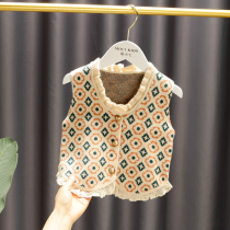 Female Baby Spring Autumn Knit Waistcoat Baby Boy Spring Autumn Clothing New Korean Version 3 Year Old Girl Hair Line Vest Kan Shoulder Tide