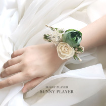 Wrist Flower Wedding Bride Bride Sisters Green hipster Eternal Flower Simulation Rose Show Hand Flower