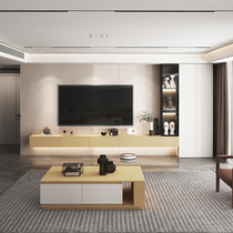 TV Cabinet Integrated Wall Cabinet Background Wall Living Room Solid Wood Custom Full Wall TV Cabinet Bookcase Brief modern