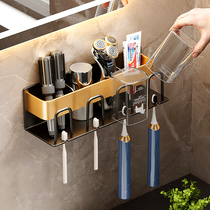 Toothbrush shelf wall-mounted free-punch toilet gargling cup holder light and luxurious cup electric toothbrush rack suit