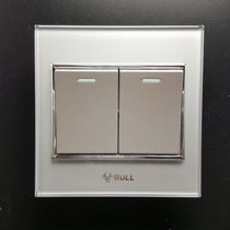 Bull switch socket crystal panel 2 open dual control switch socket full moon silver two open dual control switch G22