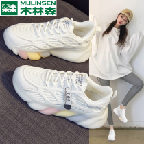 Mulinsen leather daddy shoes womens 2021 summer new casual wild white breathable sports shoes ins tide H
