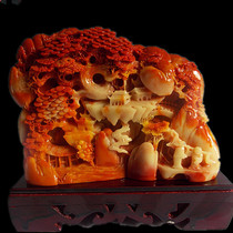 Special price Shoushan stone ornaments flat green cloud landscape stone office home jade town house crafts ox year prosperous wealth