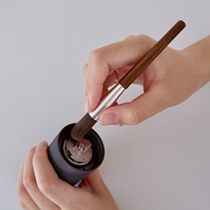 Hand-cranked bean grinder cleaning brush coffee powder cleaning brush household commercial coffee machine small brush walnut handle