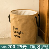 Thickened jute cloth dirty clothes basket storage basket clothing storage basket cotton and linen storage barrel retro Norse simple