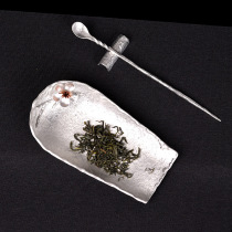 Pure tin tea three-piece set of handmade teaspoon hammer eye pattern tea lotus tea Poon tea accessories