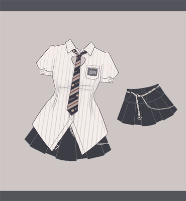 taobao agent [To Alice] Bear original American retro hot girl love hollow striped shirt+short half skirt