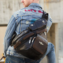 Day Ensemble Original Cow Leather Retro Bag Men Locomotive Heavy Leisure Skew Satchel Bag Waterproof Fashion Bag Single Shoulder Inclined Backpack