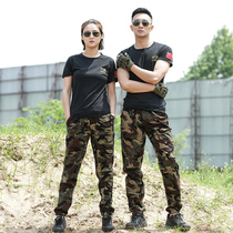 Summer camouflage suit suit for men and women thin breathable short-sleeved Chinese T-shirt camouflage pants Student military training uniform instructor uniform