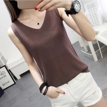 Camisole women wear loose waists outside ice silk knitting large size base shirt v-neck sleeveless top womens summer