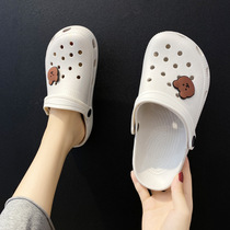 2021 new ins sandals women's four seasons white nurse sandals wear breathable hole Baotou sandals and slippers super light