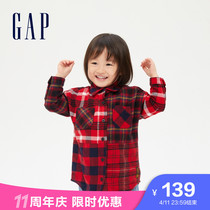 Gap male and female toddler pure cotton flannel with long sleeves shirt 763307 spring children dress foreign air red blouses