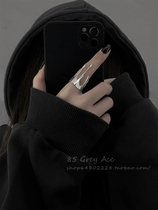 85 degree gray irregular liquid crown couple opening ring female ins niche design personality net red food finger ring