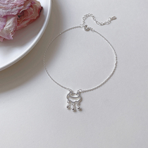 s925 pure silver long life lock foot chain female Korean version design feeling small crowdsourced approb. 100 lap bestie gift long life lock bracelet