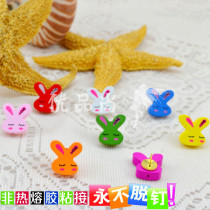 7 Color 7 grain wooden rabbit head wall nail I-shaped press nail can nail wall color nail creative Cork Big Head push nail