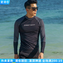 New wetsuit mens split sunscreen long sleeve swimsuit large size snorkeling suit quick-drying surf jellyfish suit black