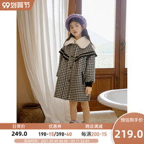 Little boy Wood girl woolen coat 2021 Winter New Vintage child loose hair collar long coat