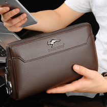 Sacci kangaroo with lock handbag male hand with bag code lock genuine leather hand grab bag mens wallet handbag mans bag