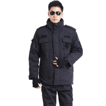 Winter grid cloth coat multifunctional black men and women security training uniforms duty uniforms cotton-padded jacket military coat plus fat