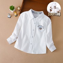 Boys white shirt foreign style cotton shirt 2022 spring and autumn new baby handsome shirt gentleman long-sleeved trend