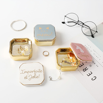ins style gold-plated jewelry box mini ceramic ring box storage box jewelry girl heart earrings decorative box small