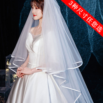Zhang Xinyu same wedding veil bridal main wedding headwear Super Xiansen satin light yarn accessories super long tailing