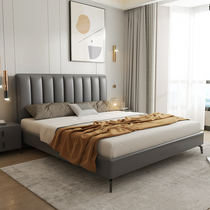 Nordic leather bed Leather bed 1 8m double bed Modern minimalist master bedroom wedding bed Italian light luxury ins net celebrity bed 15