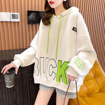Pregnant Woman Sweatshirt Spring Autumn Season New Korean Version Even Cap Jacket Thin medium Long-style blouse loose big code Girl net red fat