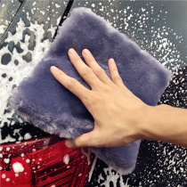 (Imitation wool car wash gloves) car wipe foam wool block can be wet with plush cleaning body fiber block
