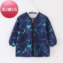 Childrens down jacket waterproof zipper painting clothes for men and women babies to eat anti-fouling clothes 56789 years old