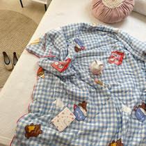 Knock on soft glutinous ~ knitted cotton Summer cool quilted by cute teen cartoon air conditioning by childrens machine washable and thin quilt simple wind