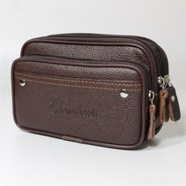 Three-layer mobile phone running bag men wear belt leisure mini middle-aged and elderly multi-function outdoor construction small bag hanging bag