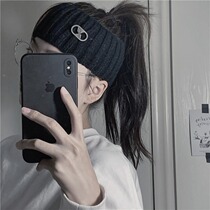 South Korea ins street hip hop metal ring buckle knitted wool headscarf hairband heave Joker ribbed hair band men and women tide