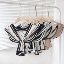 New spring and autumn decorative silk scarf shoulder air conditioning room outside the small shawl knot scarf female collar with skirt