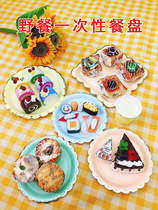  Disposable tableware Picnic ins Party supplies Cake dessert table decoration Cardboard plate Large dish plate plate
