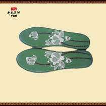 Nine-day Beijing new continental lotus pond original design embroidered cotton lotus embroidery sweat-absorbing shock-absorbing insoles