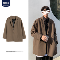 Casual suit jacket mens autumn and winter loose dk uniform design sense niche jacket Korean trend Ruffian handsome small suit