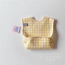 mielmom Korean baby eating bib waterproof anti dirty children lattice bib children saliva towel artifact