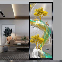 Art glass custom screen aisle partition living room double-sided frosted transparent painted tempered high-end door see deer