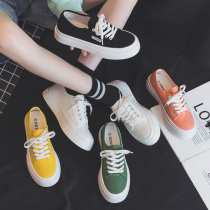 Summer thin large head canvas shoes womens shoes 2021 new spring and autumn cloth shoes square head niche white shoes small black shoes