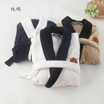 Foreign trade Mens cotton cut velvet thickened towel cloth Terry long bathrobe robe extra large size Spring and Autumn Water Absorption