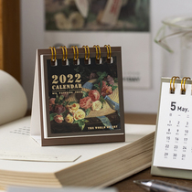 Yan Ji 2022 cute mini calendar girl blessing text oil painting desktop Chronicle coil calendar calendar