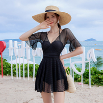 Swimsuit female summer 2021 New conjoined Conservative belly thin sexy Korean ins style large size hot spring swimsuit