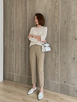 A few meters high fixed workshop worsted Australian ultra-fine wool material three-dimensional tailoring women 9 points small feet suit pants 2 colors