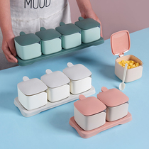 Seasoning box Household multi-grid kitchen combination set Seasoning bottle jar Seasoning salt jar Storage sugar monosodium glutamate bottle oil pot
