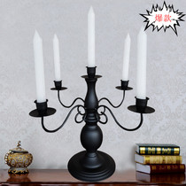 European vintage nostalgic black five-head three-head iron table Candlestick romantic wedding accessories