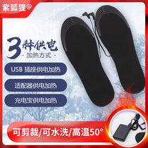Purple Fox fever insole USB electric warm foot treasure heating charging men and women can walk full foot can be cut