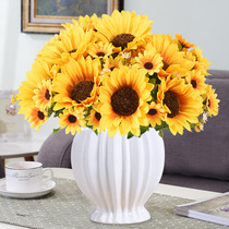 Sunflower fake flower plastic flower living room tea table decoration dining table flower indoor decoration potted plant simulation bouquet decorative flower