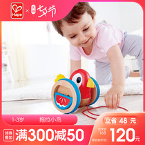 Hape dragging bird Male and female children Baby baby multi-function wooden toddler hand-pulled educational toy 1 year old 