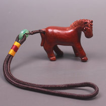 Small leaf red sandalwood carved horse pendant necklace keychain horse to success red Trojan pendant animal zodiac handlebar